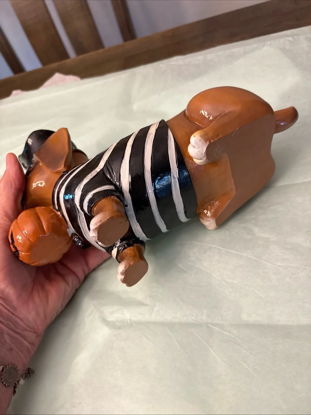 Halloween Pirate Dachshund Figurine - Orange and Black